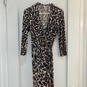 Leopard Jersey Wrap Dress (Size 6)